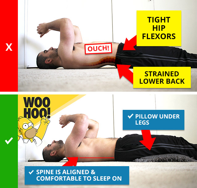 putting pillow under lower back
